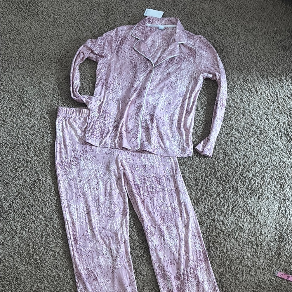 Splendid Pink Pajama Set Cozy Velour Sleepwear